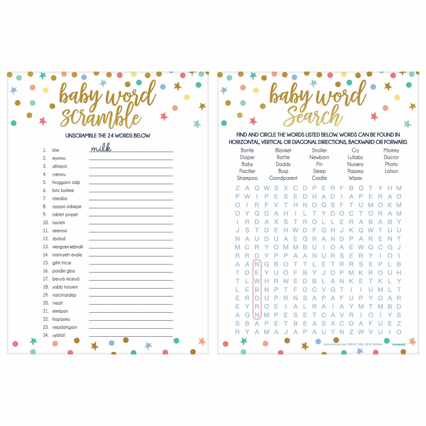 Baby Shower 2In1 Word Game