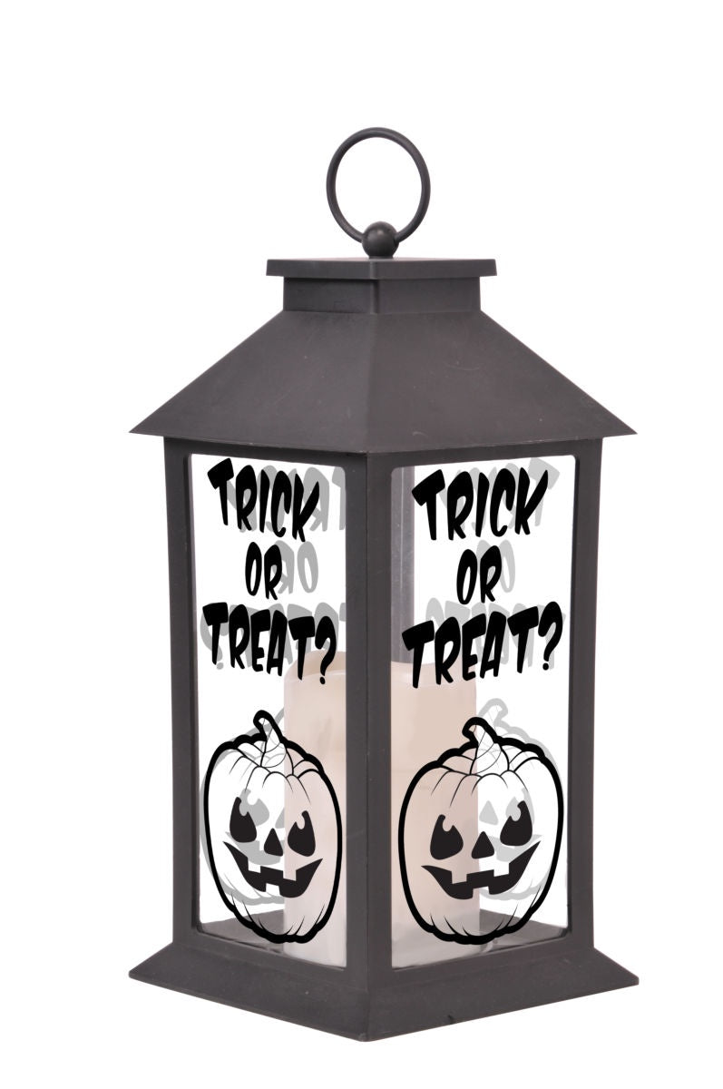 11.5In Glass Lantern-Trick Or Treat