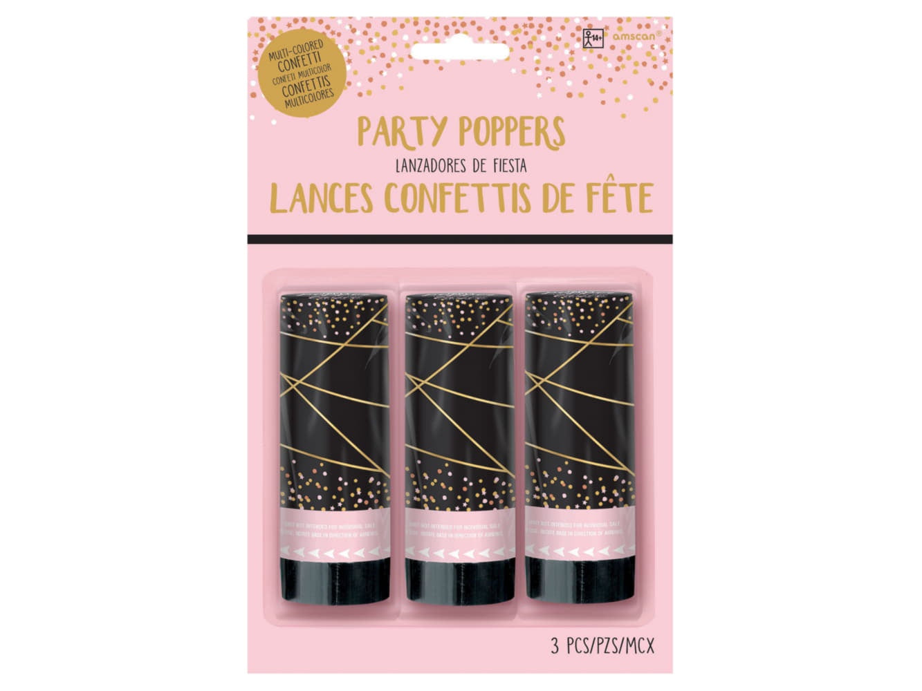 Blush 16 Confetti Party Poppers-3Pk
