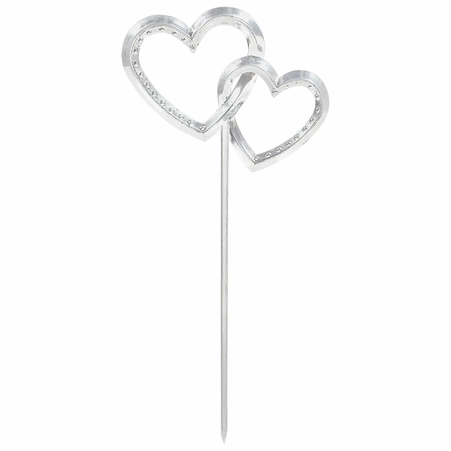 Silver Heart Shaped Cupcake Picks 12Pcs