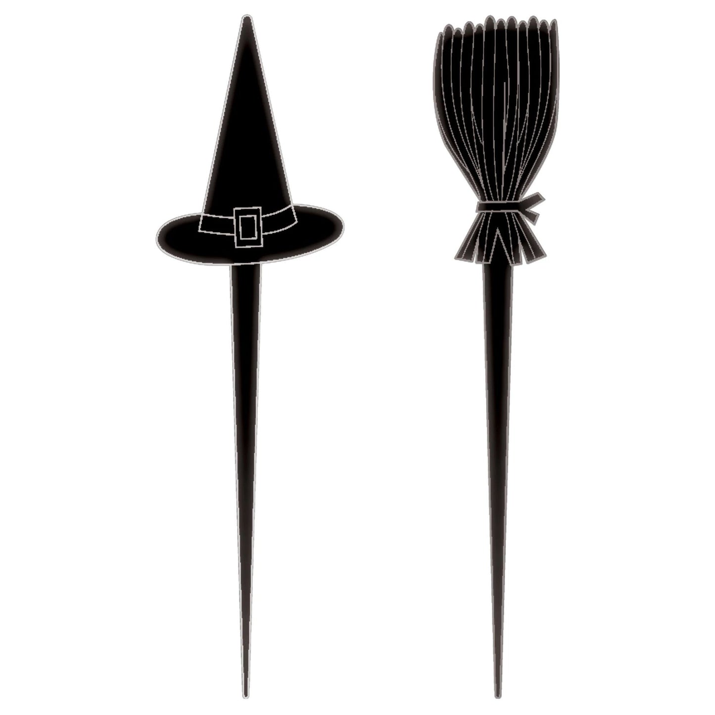 Classic Witch & Broom Cupcake Picks, 10/Pk