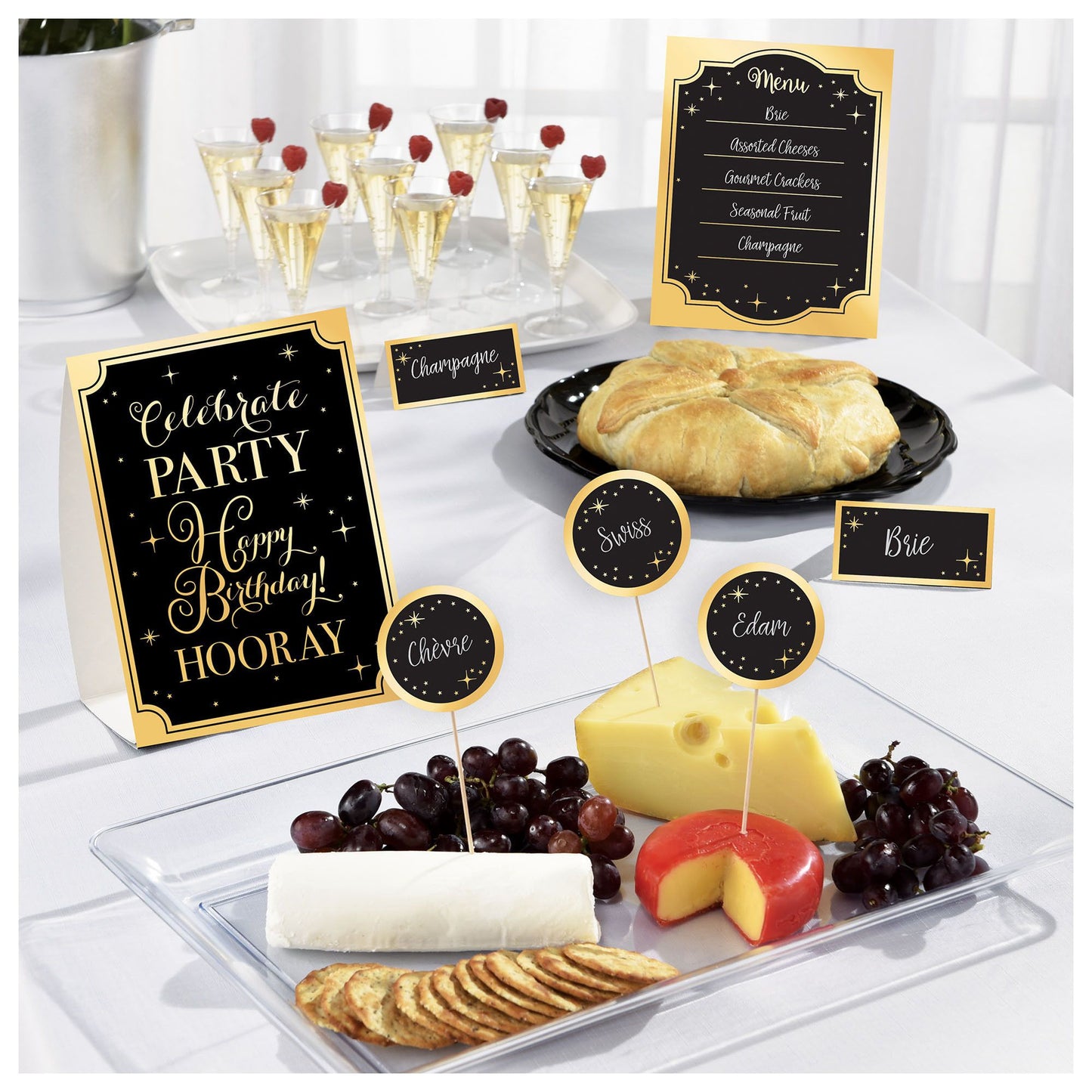 Gold Birthday Buffet Decorating Kit, Hot - Stamped