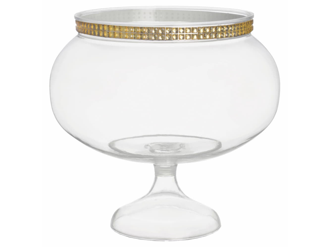6 1/4 " Plastic Short Round Pedestal Jar-Gold Bling