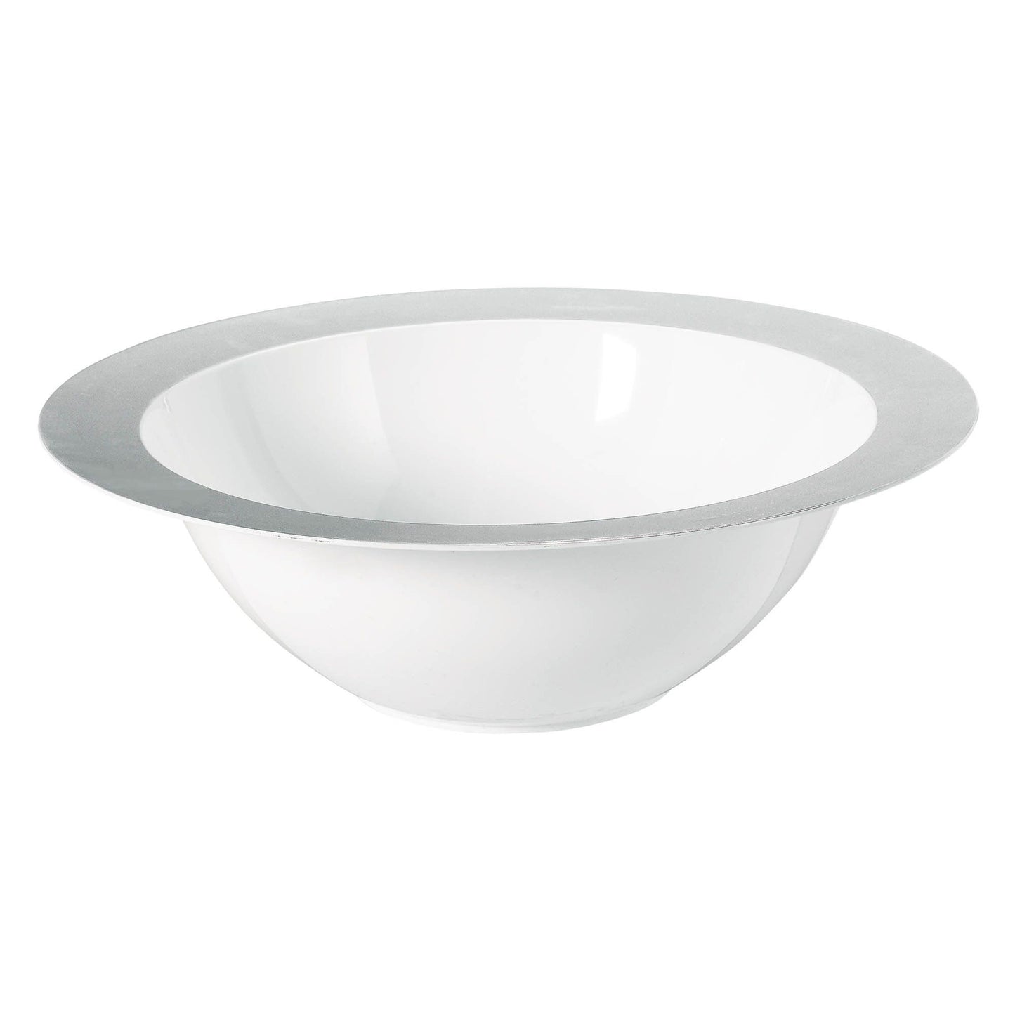 3.75Qts White Bowl W/Silver Rim