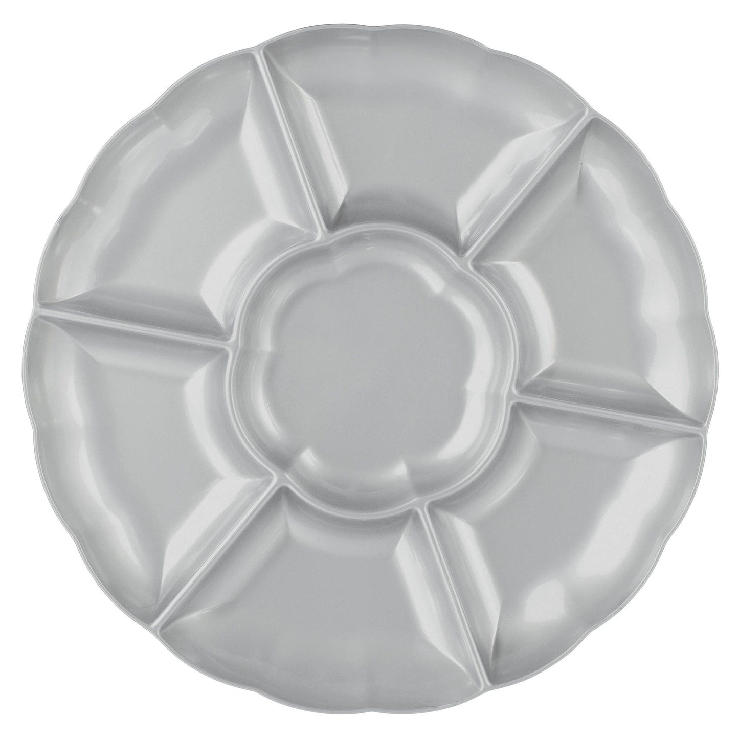 16" Compartment Chip & Dip Tray - Silver