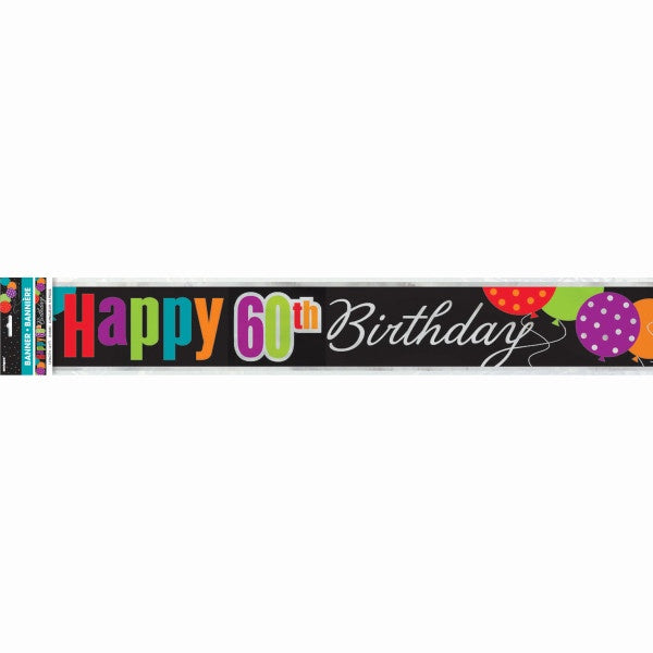 Foil Birthday Cheer Age 60 Banner, 12 Ft