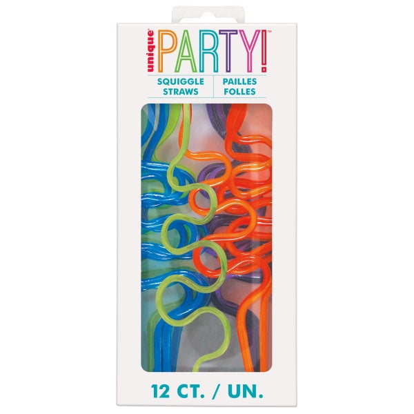 Small Plastic Squiggle Straws 7.5", 12Ct