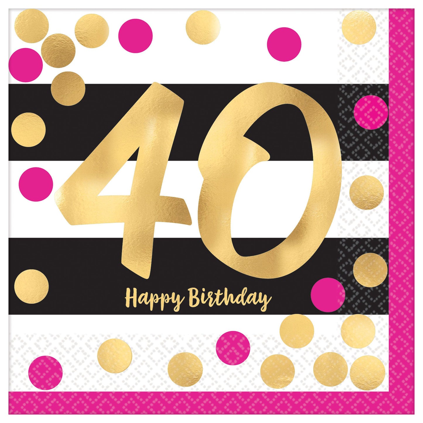 Pink And Gold Milestone Beverage Napkins - 40