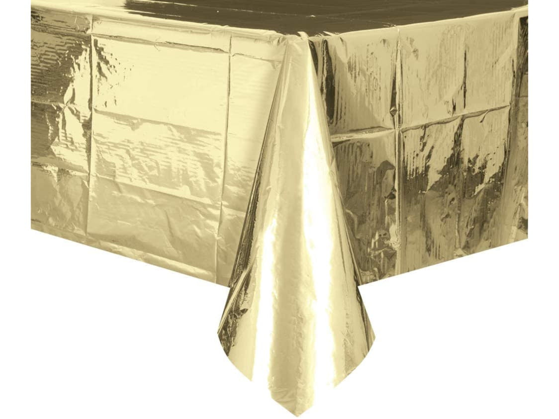 Foil Gold Plastic Tablecloth, 9Ft X 4.5Ft