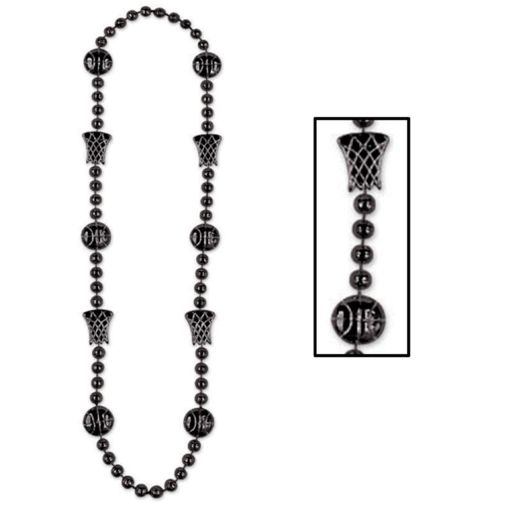 Basketball Black Bead Necklace/Disc