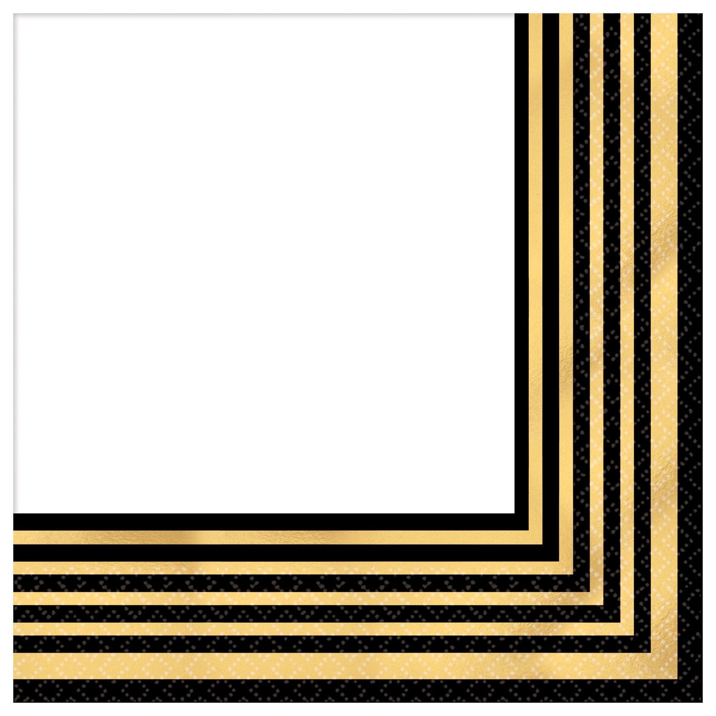 Gold Stripe 3Ply Bev Napkins - 16Pcs
