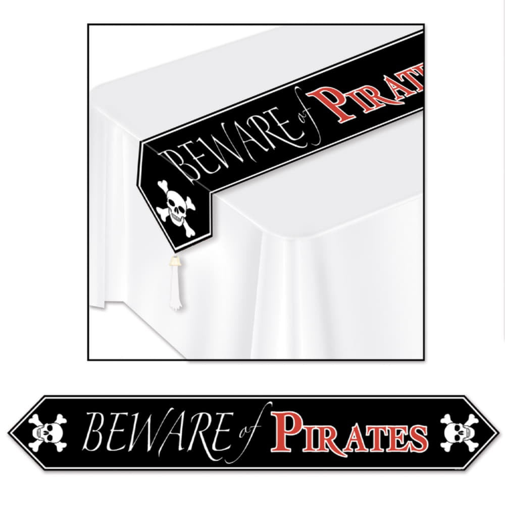 Printed Beware Of Pirates Table Runner