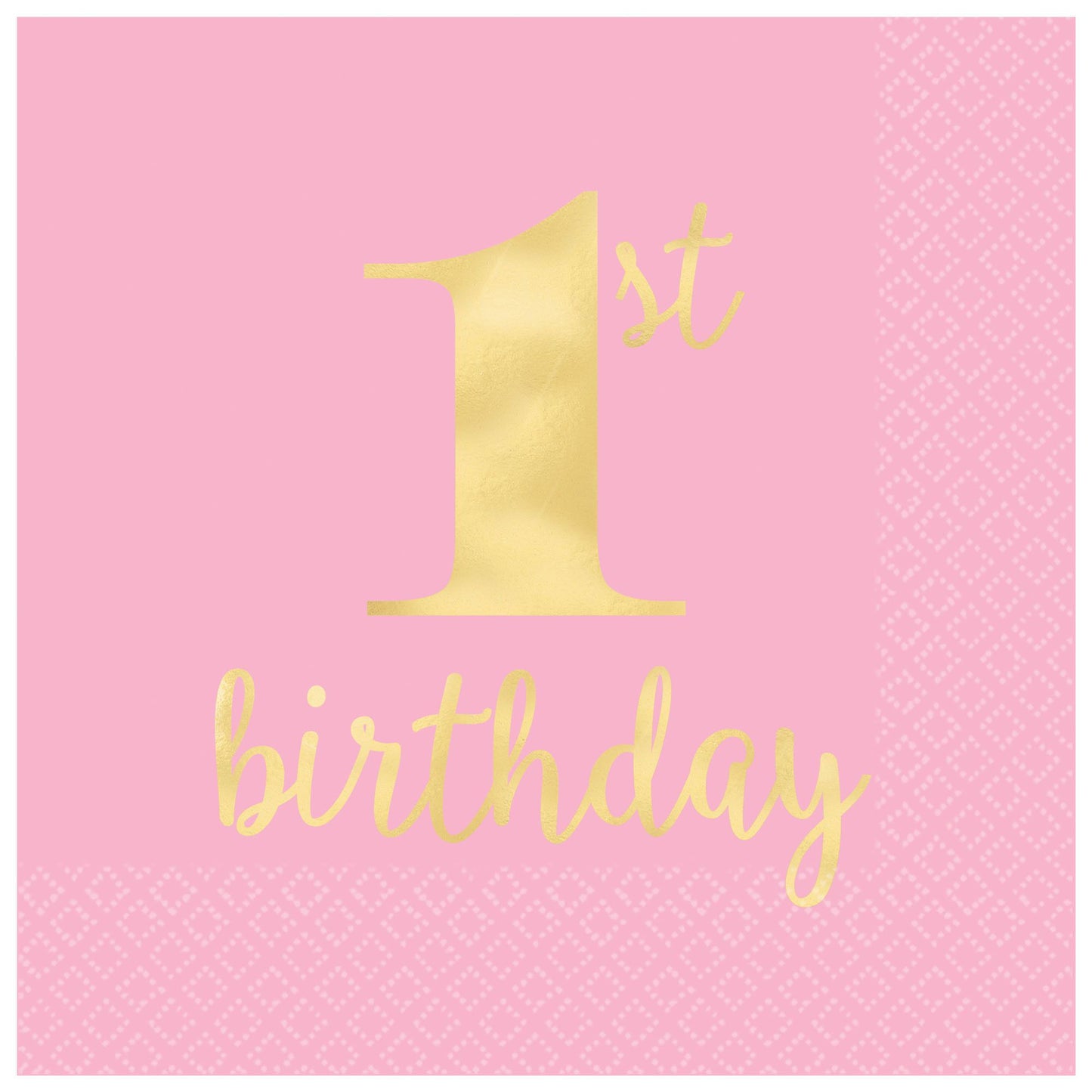 1St Birthday Premium Pink Hot Stamped Luncheon Napkins