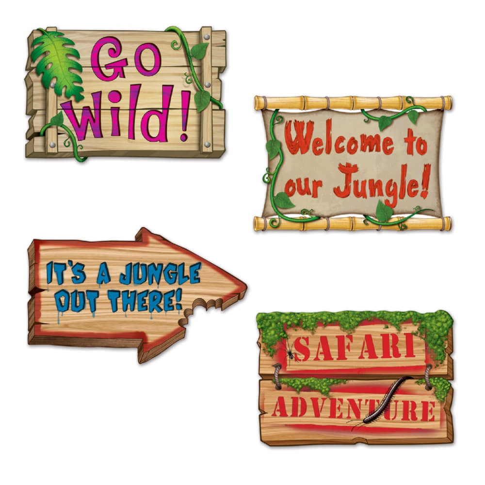 Jungle Sign Cutouts - 4Pcs