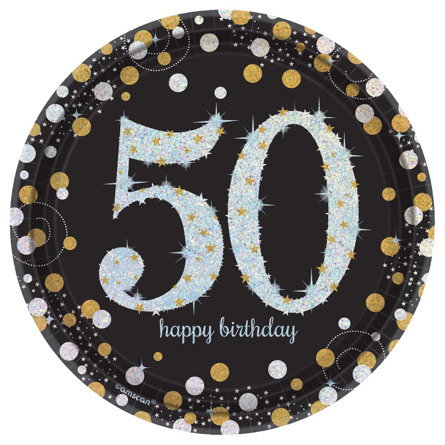Sparkling 50Th Round 7In Prismatic Plates