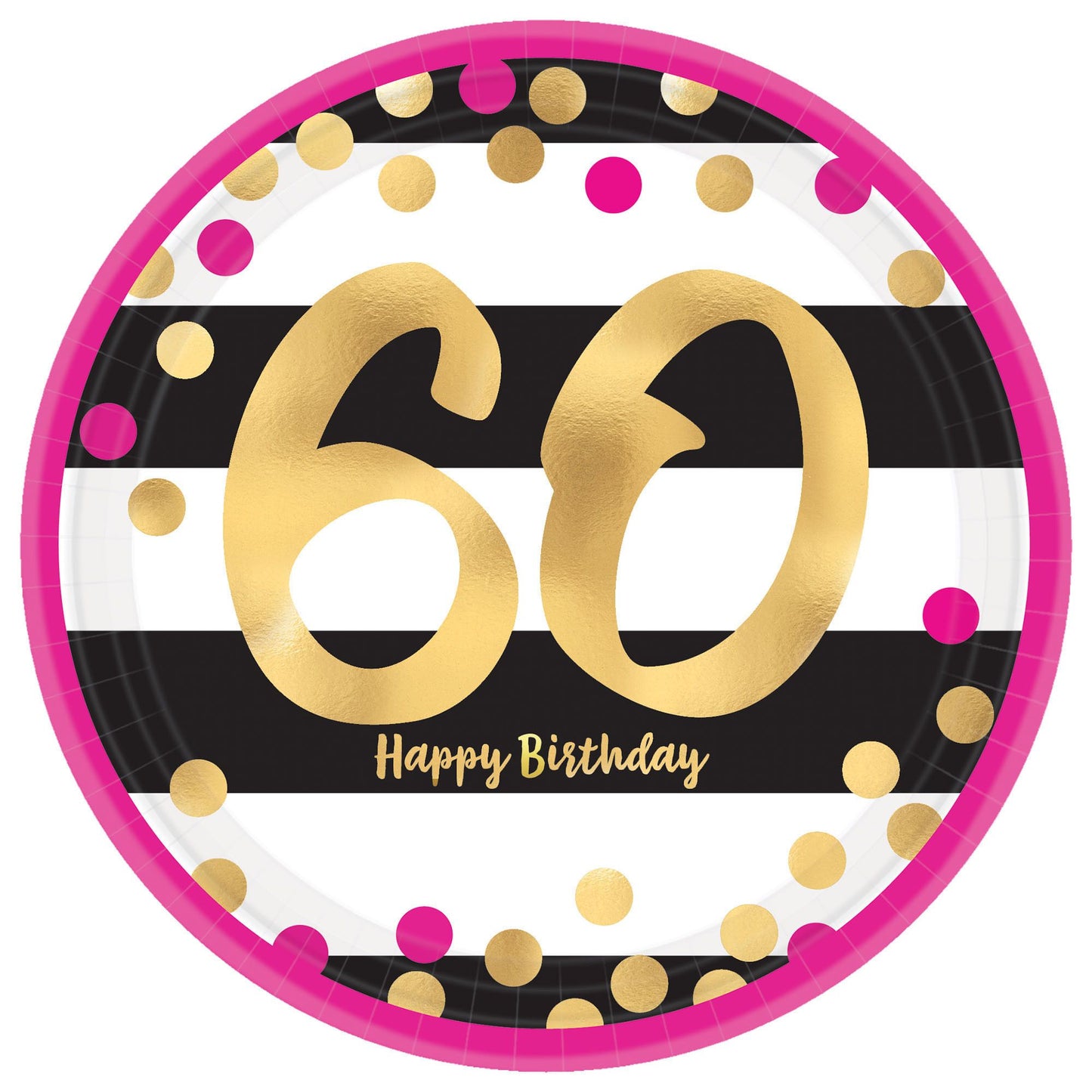 Pink And Gold 60Th Milestone 7In Plates