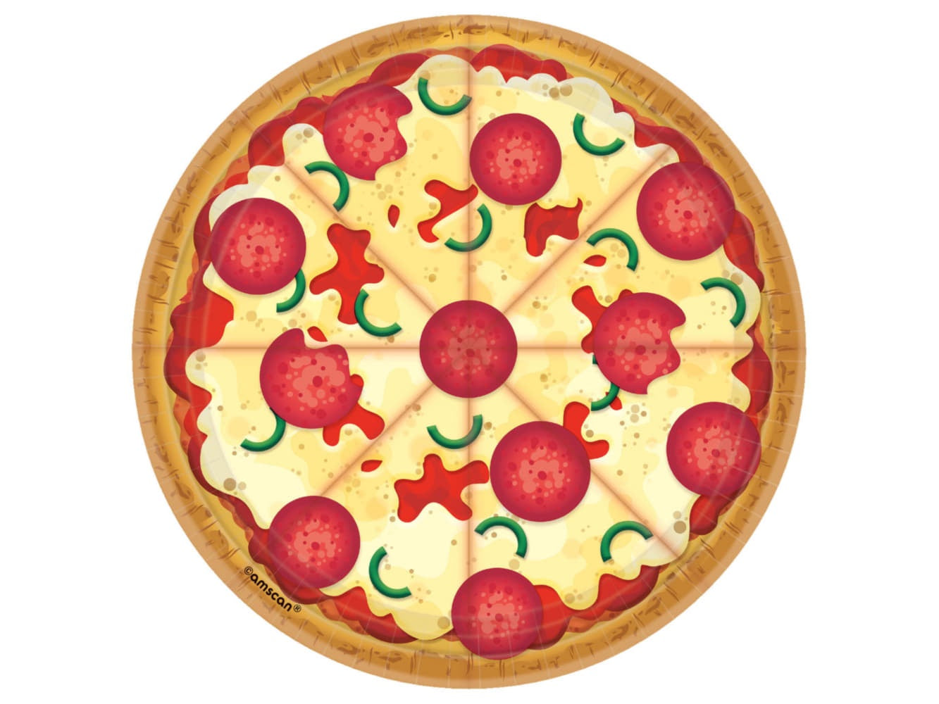 7" Pizza Party Round Plates, 8/Pk