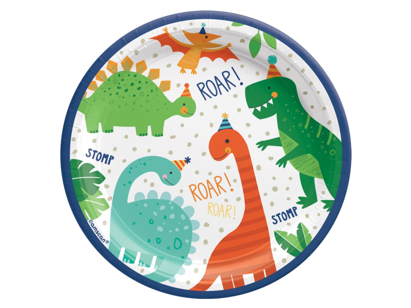 Dino-Mite 7" Round Plates, 8/Pk