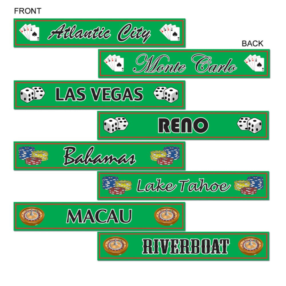 Gambling Destination St Sign Cutouts - 4Pcs
