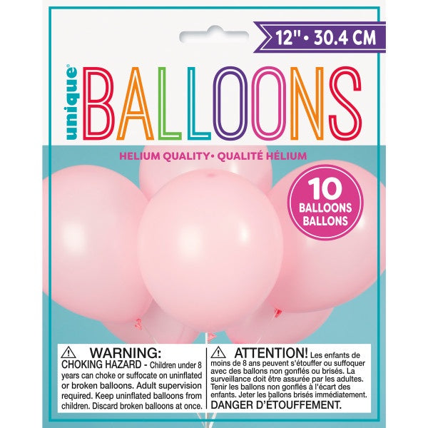 12" Petal Pink Latex Balloons - 10Pk
