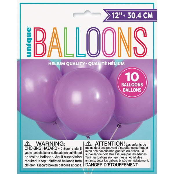 12" Lavender Latex Balloons - 10Pk