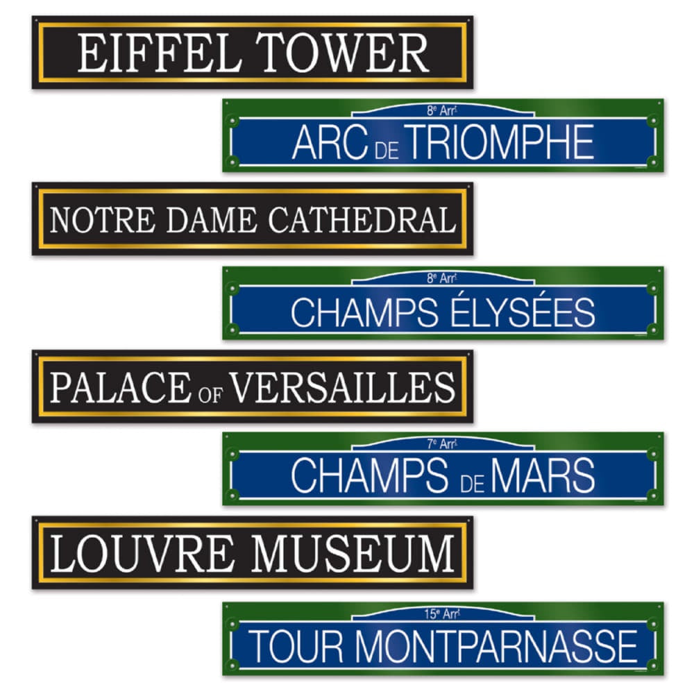 French Street Sign Cutouts - 4Pcs