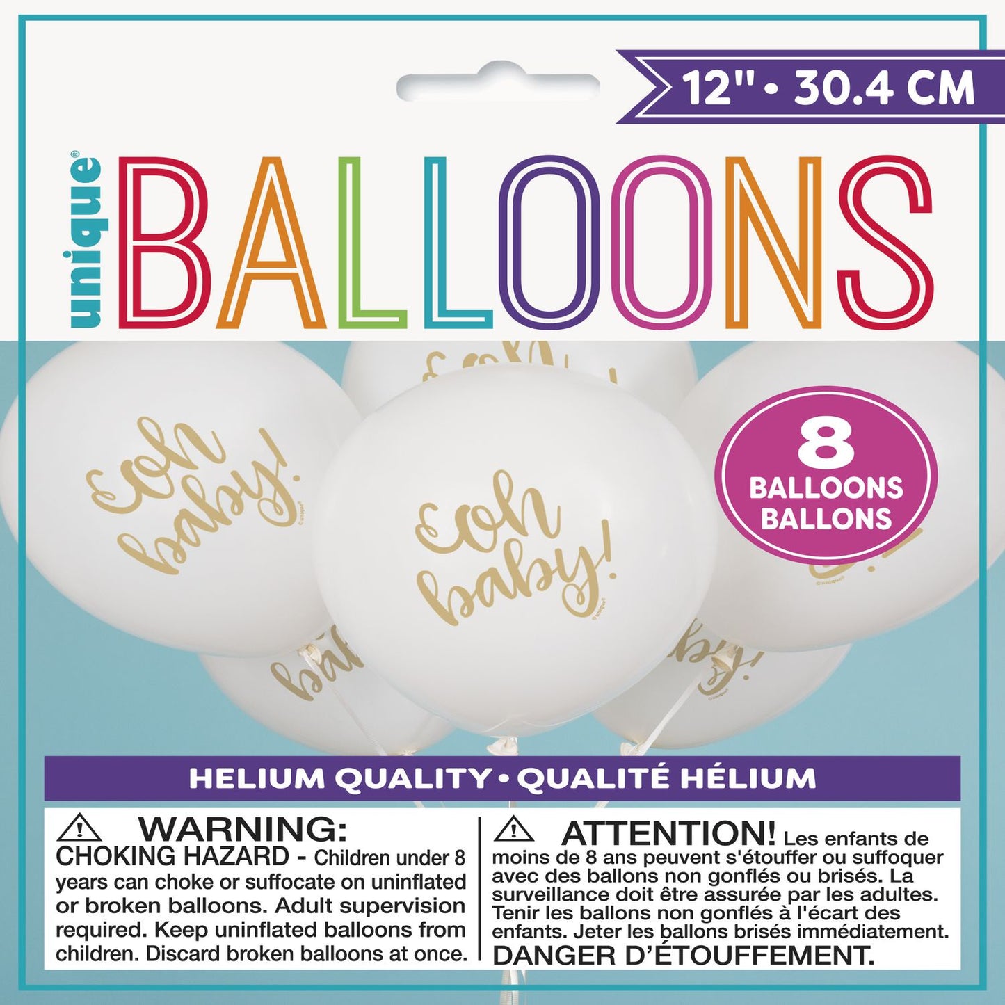 12In Oh Baby Latex Ballons, 8/Pk