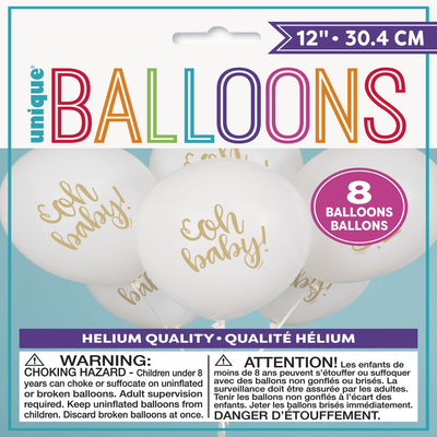 12In Oh Baby Latex Ballons, 8/Pk