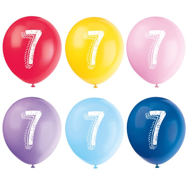Chalk Design Number 7 12" Latex Balloons, 6Ct