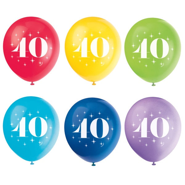 Milestone Number 40 12" Latex Balloons, 6Ct