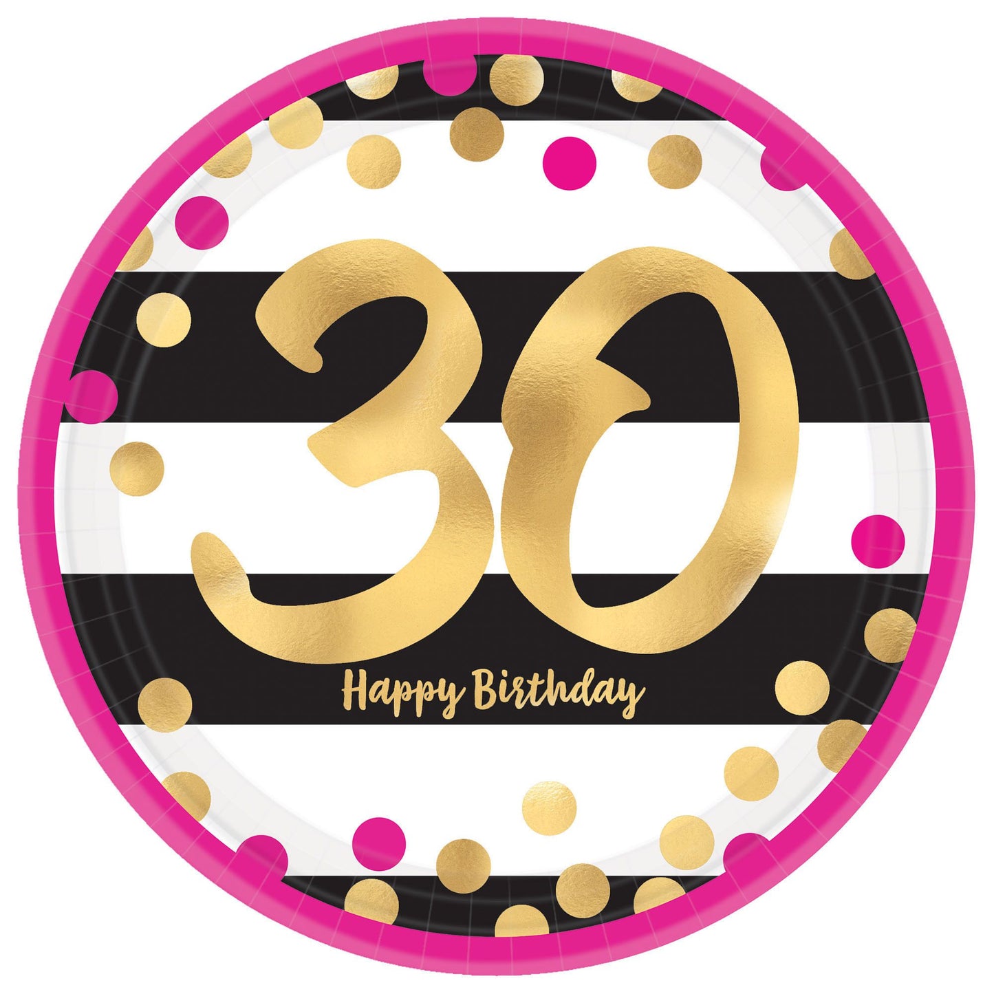 Pink And Gold 30Th Milestone 9In Plates