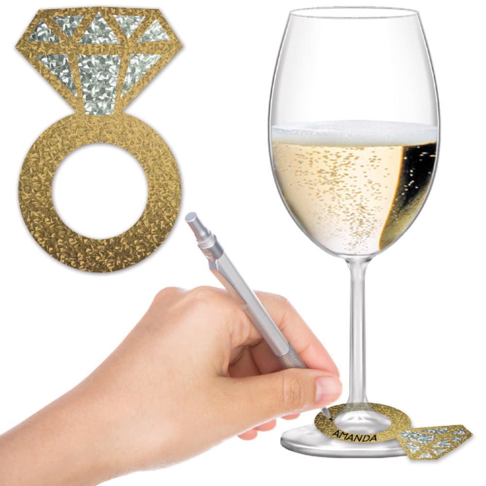Diamond Ring Wine Glass Markers-24PCS