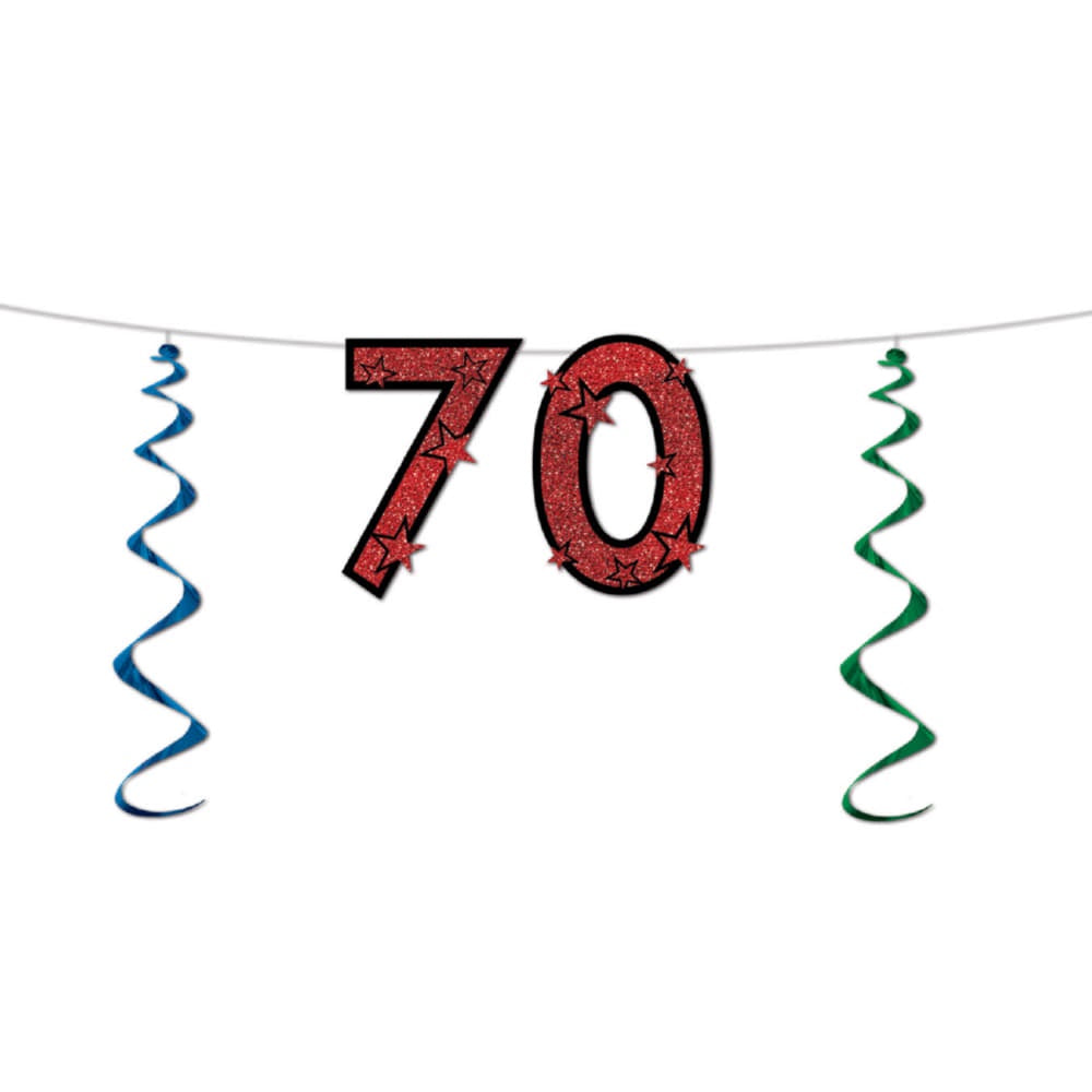 Glittered "70" Streamer/Disc