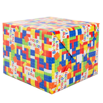 Building Blocks Birthday Gift Wrap, 30" X 5 Ft