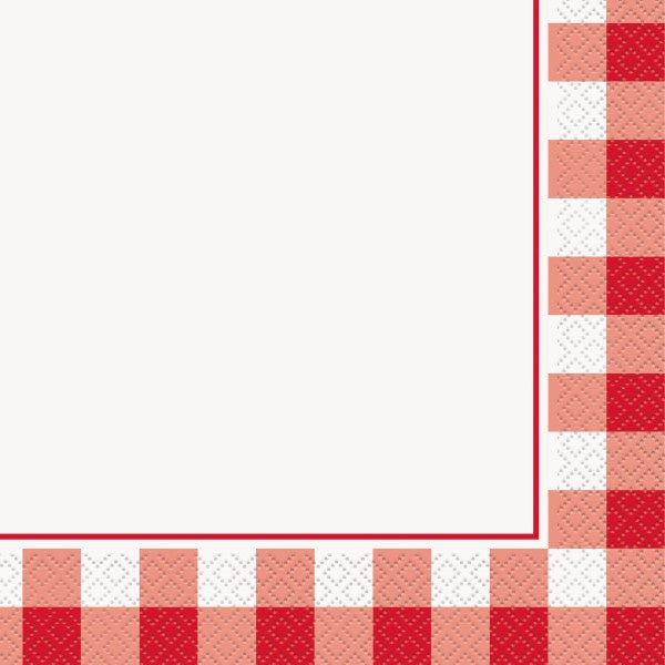 Red Gingham Luncheon Napkins, 16Ct