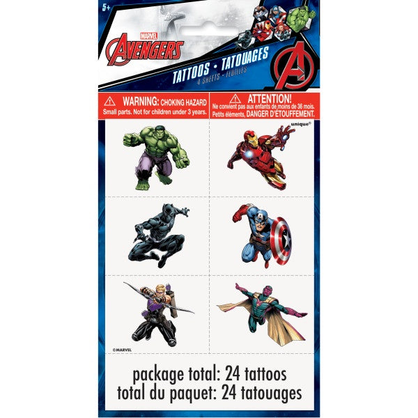 Avengers Tattoo Sheets, 4Sht/Pk