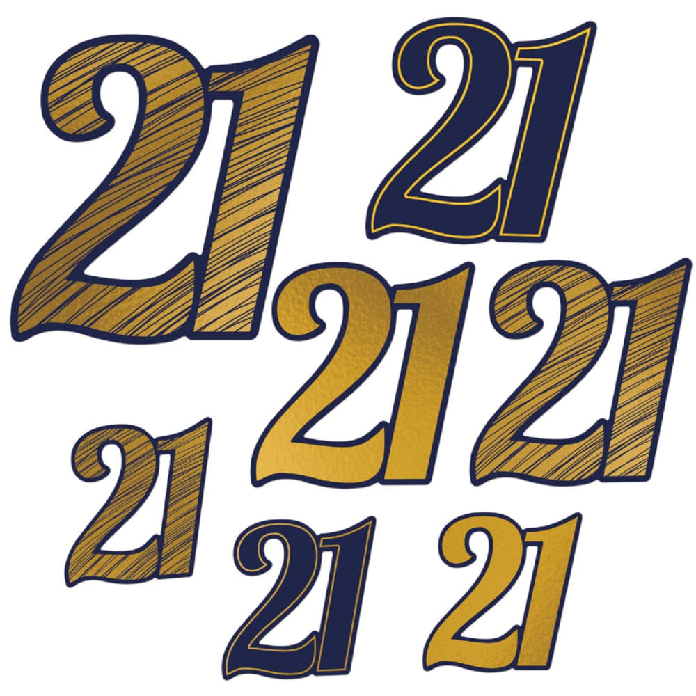 21St Birthday Foil Cutouts 7Pcs