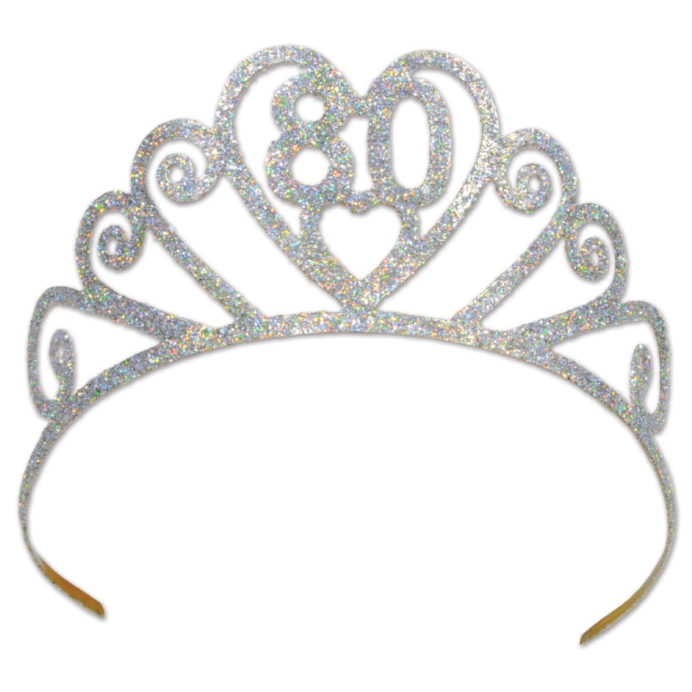 Glittered Metal "80" Tiara