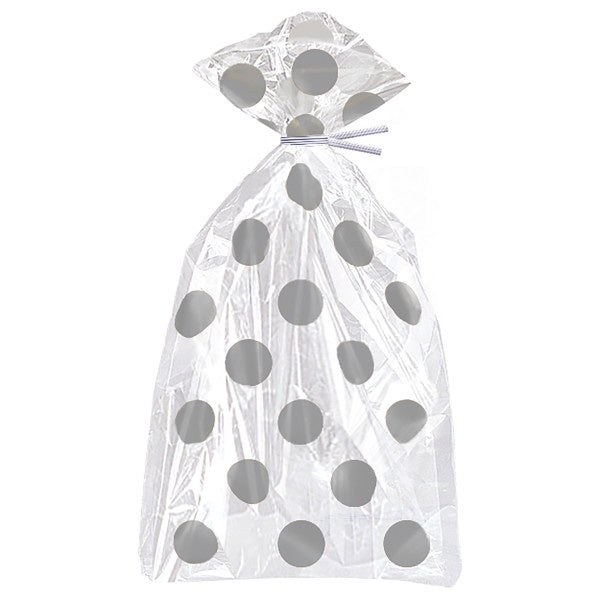 Silver Dots Cellophane Bags 5"X11", 20Ct