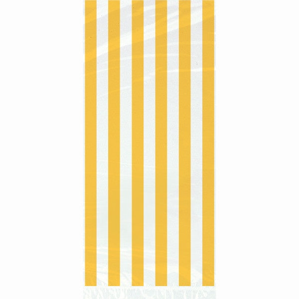 Sunflower Yellow Stripes Cellophane Bags, 20Ct