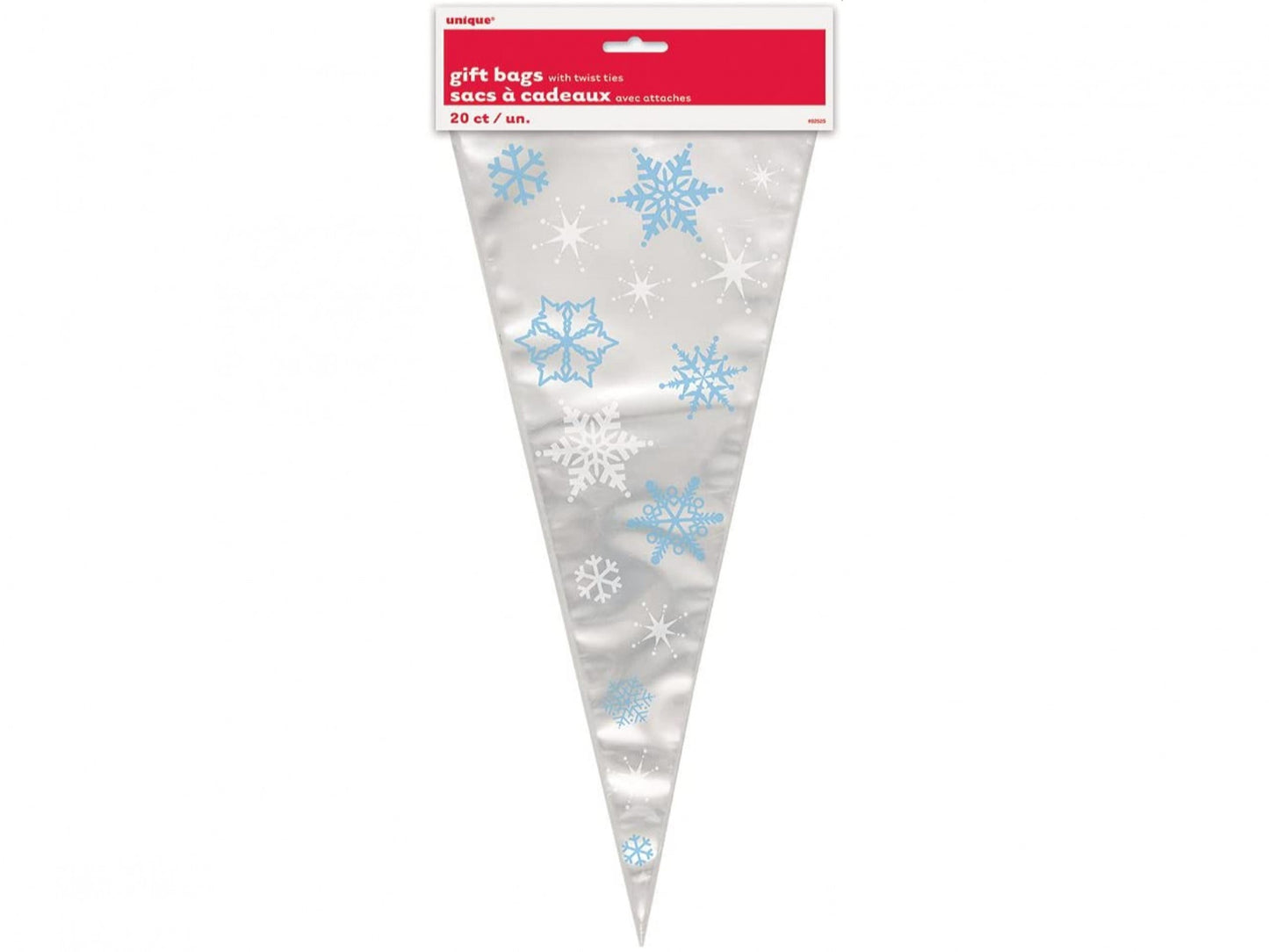 Snowflake Cone Cello Gift Bags-20Ct