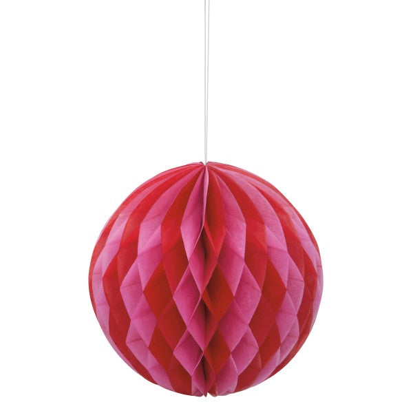 Red & Pink Solid 8" Honeycomb Ball