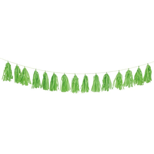 Lime Green Tissue Tassel Garland, 9 Ft