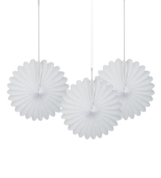 6" Decorative Paper Fans – White (3 Count)