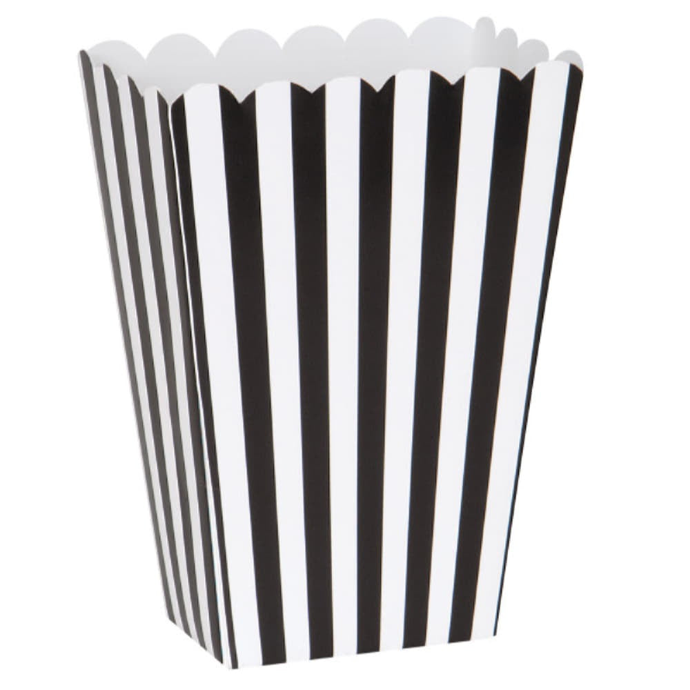 Black & White Striped Popcorn Boxes - 8Ct