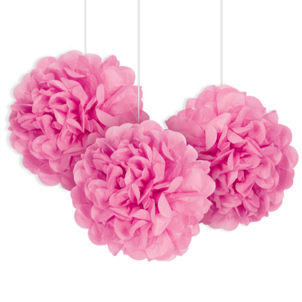 Mini Puff Tissue Balls 3Pk - Hot Pink