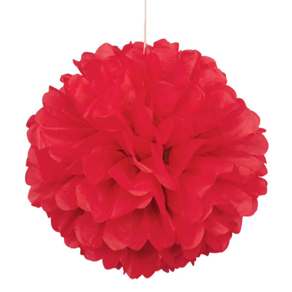 Ruby Red Solid 16" Hanging Tissue Pom Pom
