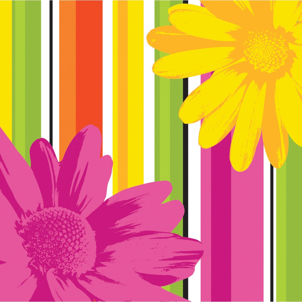 Floral Stripes Bev Napkins/Disc