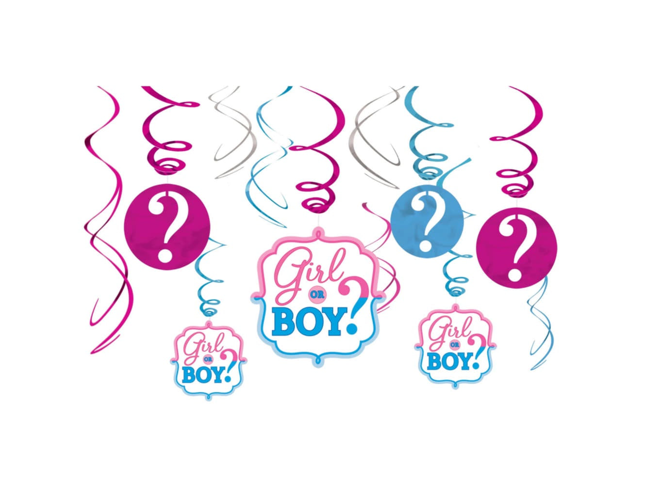 Girl Or Boy? Value Pack Foil Swirl Decorations