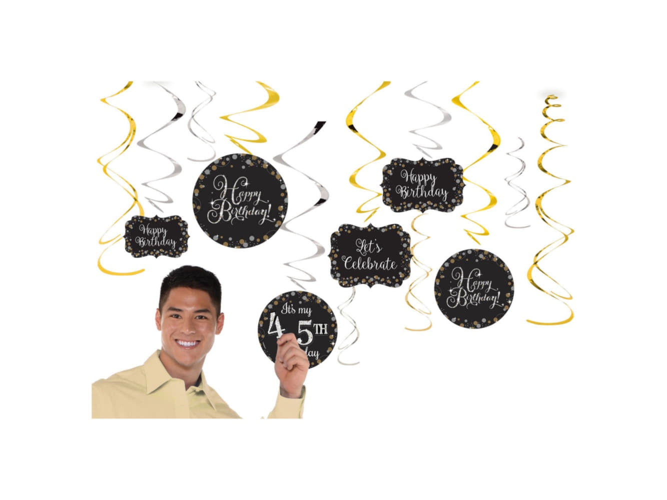 Sparkling Celebration Add-Any-Age Swirls-12Pcs